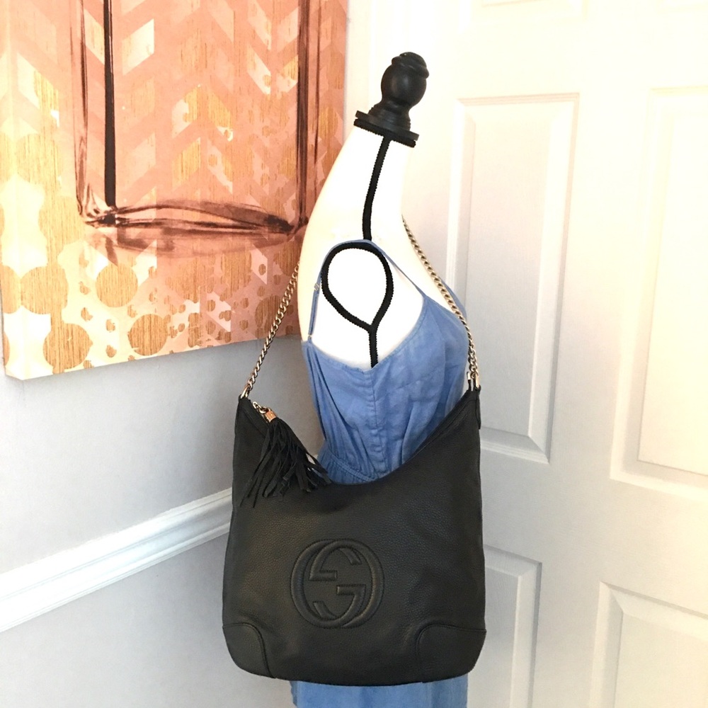 Authentic Gucci SOHO black leather shoulder bag